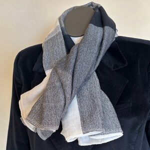 H&M Black Gray and Winter White Wide Infinity Scarf